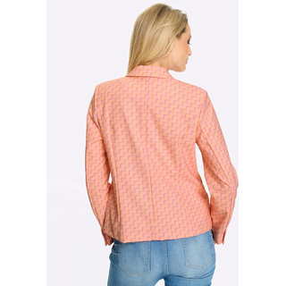 Jackenblazer HEINE "Druckblazer", Damen, Gr. 50, apricot, rosé, bedruckt, 88% Polyamid, 12% Elasthan, Blazer Jackenblazer