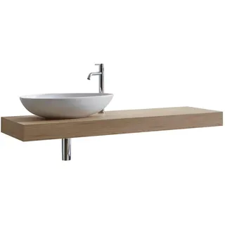 Celina Home Waschtischplatte , Eichefarben , Holzwerkstoff , eckig , 140 cm , Goldenes M, Made in Germany , Badezimmer, Badmöbel, Waschbeckenunterschränke