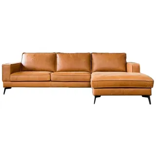 KAWOLA Eckcouch Leder 3-Sitzer Braun