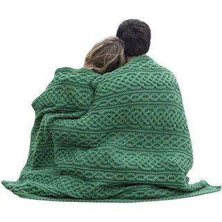 Carraig Donn Irische keltische Wolldecke Aran (Connemara grün)