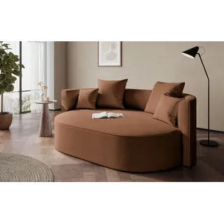 LeGer Home by Lena Gercke ISALIE rundes Loungesofa mit Kissen 3-Sitzer Rostfarben