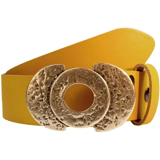Ledergürtel RETTUNGSRING GÜRTEL, Damen, Gr. 110, gelb, Leder, unifarben, Gürtel Ledergürtel, mit austauschbarer Schließe »Kreiso«