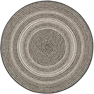 benuta Nest Outdoorteppich rund Metro Schwarz/Weiß ø 120 cm rund , Textil , Grafikmuster , Rund , 120x120 cm , Oeko-Tex® Standard 100 , wasserabweisend , Teppiche und Böden, Teppiche, Outdoorteppiche