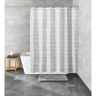 KLEINE WOLKE Duschvorhang Zora 180 x 200 cm gestreift weiß