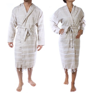 CACALA Pure Serie Kimono Bademantel - 100% natürliche Türkische Baumwollstoff - Ultra-absorbierend und Plüsch - trocknet schnell, komfortabel und warm - Unisex (L, Beige)