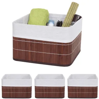 4er-Set Aufbewahrungskorb HWC-C21, Korb Aufbewahrungsbox Ordnungsbox Sortierbox Regalkorb, Bambus br