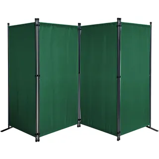 QUICK STAR Paravent 4 Teilig 165 x 220 cm Grün - Garten & Balkon Sichtschutz Stellwand Innen & Außen - Raumteiler Trennwand Faltbar Blickdicht & Wetterfest