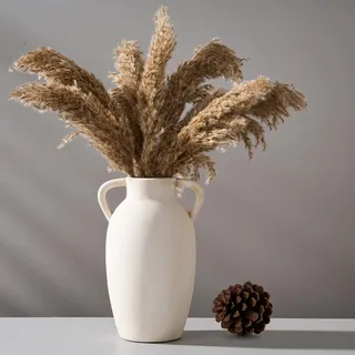 porcer Keramikvase, 9,84 Zoll Terrakottavase mit Griffen, Boho Decor Dekorative Vase, Rustikale Vase für Wohnkultur, Bauernhaus, Wohnzimmer, Tisch - Beige