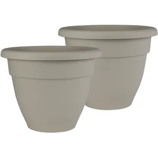 The HC Companies Karibik-Pflanzgefäß, 30,5 cm, leicht, für drinnen und draußen, Kunststoff, für Kräuter und Blumen, Cottage-Stein, 2 Stück