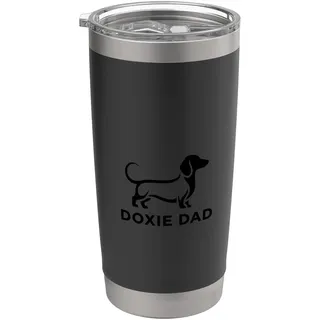 Doxie Dad-Dackel-Hundebesitzer-Silhouette Doppelwandiger Edelstahl-Thermobecher