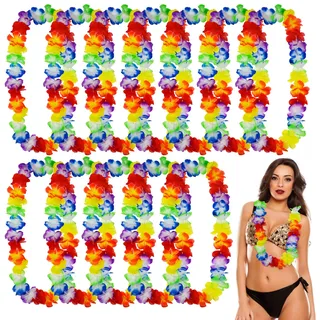 Soneinex Bunt Hawaii Kette Blumen Hawaii Blumenkette Set Hawaii Ketten Deko Hawaii Leis Garlands Hula Aloha Kette Girlande für Beach Luau Party Accessoires Dekorationen-12 Stück