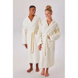Unisex-Bademantel OTTO HOME "Regona, Hotelbademantel, Morgenmantel, Standardlänge & Überlänge" Gr. XL, creme, L:125cm, Veloursfrottier, Hausmäntel, Unisex-Bademantel, Damen & Herren, mit Taschen, flauschig, weich, Velours, Sauna & Spa