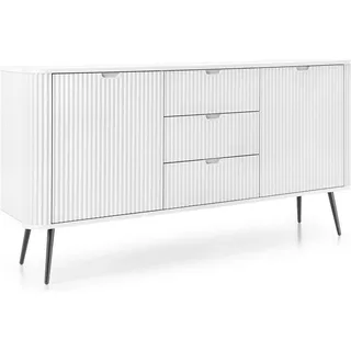 FURNLUX Sideboard Zova Weiss Und Schwarz 168cm / Hauptfarbe: Weiß / Abmessungen: 168 x 87 x 39 cm - Weiß