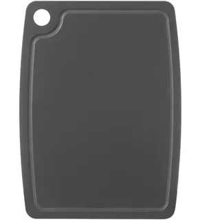 HENDI Schneidebrett, mit Aufhängeloch, Saftrille, Anti-Rutsch-Füße, dichter und langlebiger als Naturholz, 368x272x(H)10mm, Holzfaser, schwarz