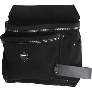 KWB Werkzeug-Gürteltasche aus robustem Rindsspaltleder - Praktischer Werkzeughalter mit großen und kleinen Taschen - Doppelte Nahtreihe mit Nieten für zusätzliche Sicherheit
