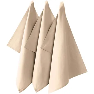 REDBEST Geschirrtuch, Küchentuch 3er-Pack Seattle, 100% Baumwolle beige Größe 50x70 cm - saugstarke, strapazierfähige Qualität, mit Aufhängung (weitere Farben)