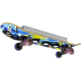 EVOTEC LED Deckenleuchte "EASY CRUISER GRAFFITI", Energieeffizienz: G, bunt, blau, gelb, schwarz, 7, H: 10cm, 1 Stk., Leuchten, LED Deckenlampe, Skateboardleuchte, Fernbedienung, Skateboard, LED Deckenleuchte