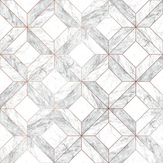 Superfresco Easy Contour Vliestapete Marble Marquetry 10,05 x 0,52 m 10 m2 Weiß/Roségold
