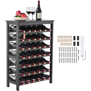 Vevor Weinregal 42 Flaschen Bambus schwarz