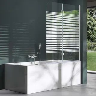 mai & mai Duschwand für Badewanne Faltwand 180° Sicherheitsglas mit NANO-Versiegelung 120x140cm Duschabtrennung Badewannenaufsatz teilsatiniert