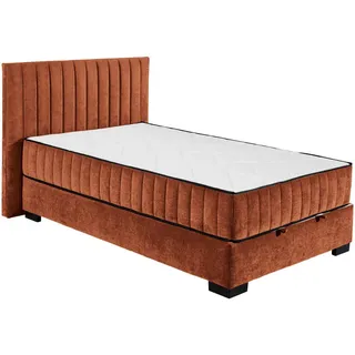 ed exciting design Boxbett ED EXCITING DESIGN "Nagol", braun Cognac, B:145cm L:214cm, 100% Polyester, Komplettbetten, mit Bettkasten, mit Wendematratze, erhältlich in verschiedenen Breiten