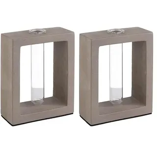 APS 4010 Element Beton Blumenvase mit Glaseinsatz, 10 x 4,5 x 12,5 cm, 25 ml (Packung mit 2)