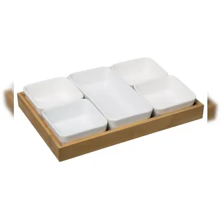 SECRET DE GOURMET Serviergeschirr 6-teilig Weiß/Braun