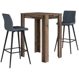 Mid.you Tischgruppe , Anthrazit, Schwarz, Alteiche , Metall, Textil, Holzwerkstoff , quadratisch , Rundrohr , 80x104x60 cm , erweiterbar , Esszimmer, Bänke, Tischgruppen & Eckbankgruppen