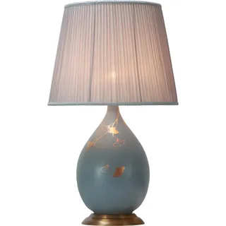 Fine Asianliving Chinesische Tischlampe Porzellan mit Lampenschirm E27 Orientalische Tischleuchte Keramik Nachttischlampen Schlafzimmer Wohnzimmer