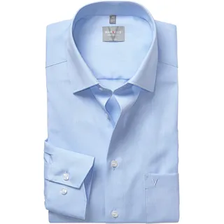 Langarmhemd MARVELIS, Herren, Gr. 40, N-Gr, blau (bleu), Web, Obermaterial: 100% Baumwolle, unifarben, comfort fit, 2-Knopf-Manschette, Hemden Langarmhemd, Businesshemd, comfort fit, New-Kentkragen
