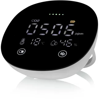smartwares 3-in-1 Innenraum-Luftqualitätsprüfer – CO2, Temperatur & Luftfeuchtigkeit – Tragbares Messgerät – Für Zuhause, Büro & Schule – FGA-13950