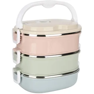 lyrlody Thermo-Lunchbox aus Edelstahl -Box mit 1/2/3 Tragbarer Luftdichter Lunchbox mit Griff für Erwachsene und Kinder(3 Schichten)