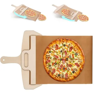 WIOONI Pizzaschieber, 58x30cm Sliding Pizza Peel, Pizzaslider für Einfache Übertragung von Pizza, Kuchen und Brot - Pizzaofen Zubehör