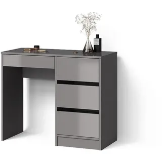 Livinity® Schminktisch Imola Grau mit 4 Schubladen , Holzwerkstoff , Rechteckig , 90x75x40 cm , Wohnzimmer, Wohnzimmertische, Konsolentische