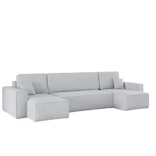 Kaiser Möbel Ecksofa mit schlaffunktion und bettkasten, Sofa U-form, Couch U-form Best Dicker Cord Poso Grau - Grau
