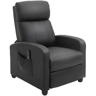 Homcom Fernsehsessel mit Liegefunktion, Relaxsessel mit Massagefunktion, Schwarz , Kunststoff , Füllung: Schaumstoff,Schaumstoff , 88x98x68 cm , Wohnzimmer, Sessel, Massagesessel