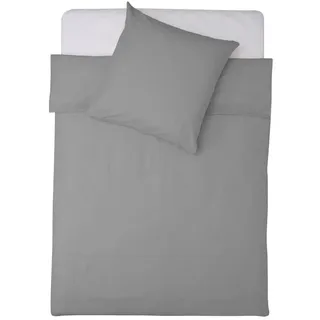Lumaland Premium Unifarben Mikrofaser Grau 155 x 200 cm + 80 x 80 cm