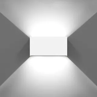 KAWELL 24W Modern Wandleuchte LED Wandlampe Up Down Einstellbarer Abstrahlwinkel Aluminium Wandbeleuchtung Innen Außen Wasserdicht IP65 für Badezimmer Treppen Schlafzimmer Wohnzimmer, Weiß 6000K