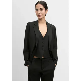 Jackenblazer CINQUE "CILIGHT", Damen, Gr. 40L, schwarz, Web, Obermaterial: 53% Polyamid, 43% Schurwolle, 4% Elasthan, unifarben, regular fit normal, V-Ausschnitt, eingesetzt,Ärmel ohne Ärmelschlitz gerader Abschluss mit Knöpfen, Blazer Jackenblazer, Mit Markenlabelplättchen