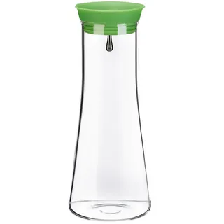 Relaxdays Glaskaraffe zylindrisch, 1 Liter, Gastro, Edelstahl Ausgießer, feines Kristallglas, spülmaschinenfest, klar, Standard