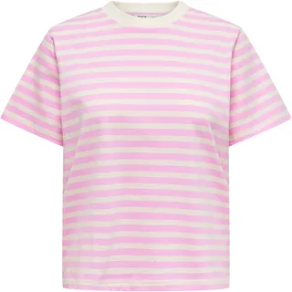 Only ONLLIVINA S/S STRIPE TEE Bonbon/Weiß XS