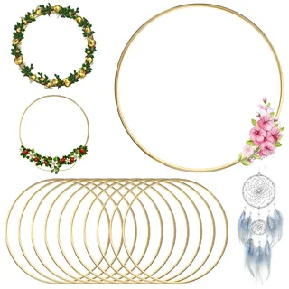 10 Stück 10cm Traumfänger Ringe Metall Kranz Rahmen Gold Metallring Drahtring Traumfänger Metallringe Zum Basteln Makramee Ringe,Deko Ring,für DIY Floral Hoop,Hochzeitskranz,Floristik,Wandbehang