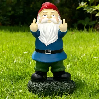 Zefrorden Gartenzwerge, Gartenornamente für Draußen, Freche Mittelfinger-Zwerge aus Harz, Outdoor-Skulptur Deko für Rasen, Terrasse & Balkon, Lustige Gartenfiguren & Einweihungs-Gartengeschenk