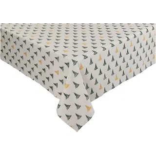 Sleepdown Tischdecke, Winter, Kiefernbäume, Metallic-Details, 100% Baumwolle, rechteckig, Natur, 152 x 304 cm