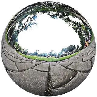 perfk Edelstahl-Dekokugel 12-20cm - Spiegelnde Gartenkugel aus Metall - Hohlkugel für Teich & Beet - Wetterfeste Gartendeko - Polierte Oberfläche, 12 cm