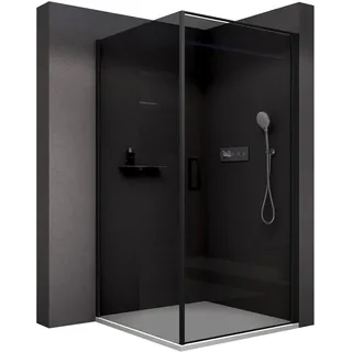 BERNSTEIN Duschkabine 90x90cm Höhe 195cm Eckdusche Fronteinstieg Duschabtrennung NT416 mit Rahmen mit Hebe- Senktür und Schwallschutzleiste, 8 mm ESG Sicherheitsglas in Klarglas mit Nanobeschichtung