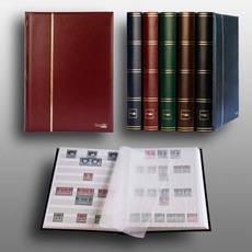 Prophila Collection 60 weiße Seiten Luxus Briefmarkenalbum Einsteckbuch wattierter roter Einband