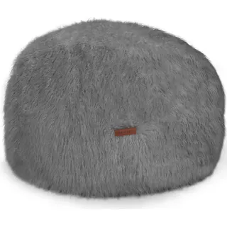 Green Bean® runder Sitzpouf Felloptik in 3 Farben - Sitzhocker mit Füllung - Maße 45 x 25 cm - perfekte Ergänzung zum Sitzsack - Sitzwürfel Sitzkissen Hocker Sitzhocker Grau - Grau