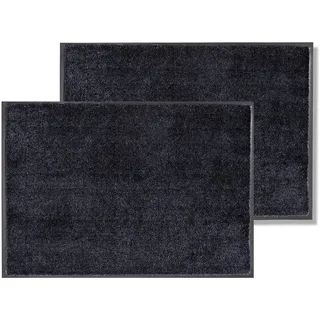 Rutschfeste Türmatte waschbar Innen - Anthrazit-schwarz 2er Set 50 x 70 cm | Strapazierfähig Fußmatte Innenbereich Schmutzfangmatte pflegeleicht Sauberlaufmatte robust Fussmatte Eingangsbereich Haustür