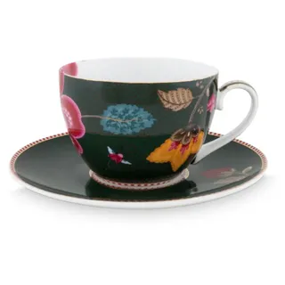 Pip Studio Fantasy Green Cappuccino Tasse mit Untertasse 0,28l
